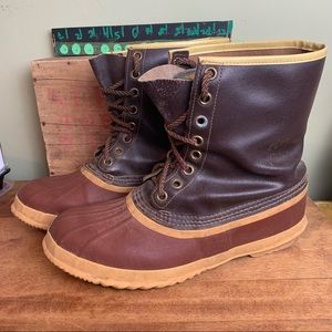 Sorel Kaufman Premium Winter Duck Boots Rubber Leather Wool Insulated Size 12